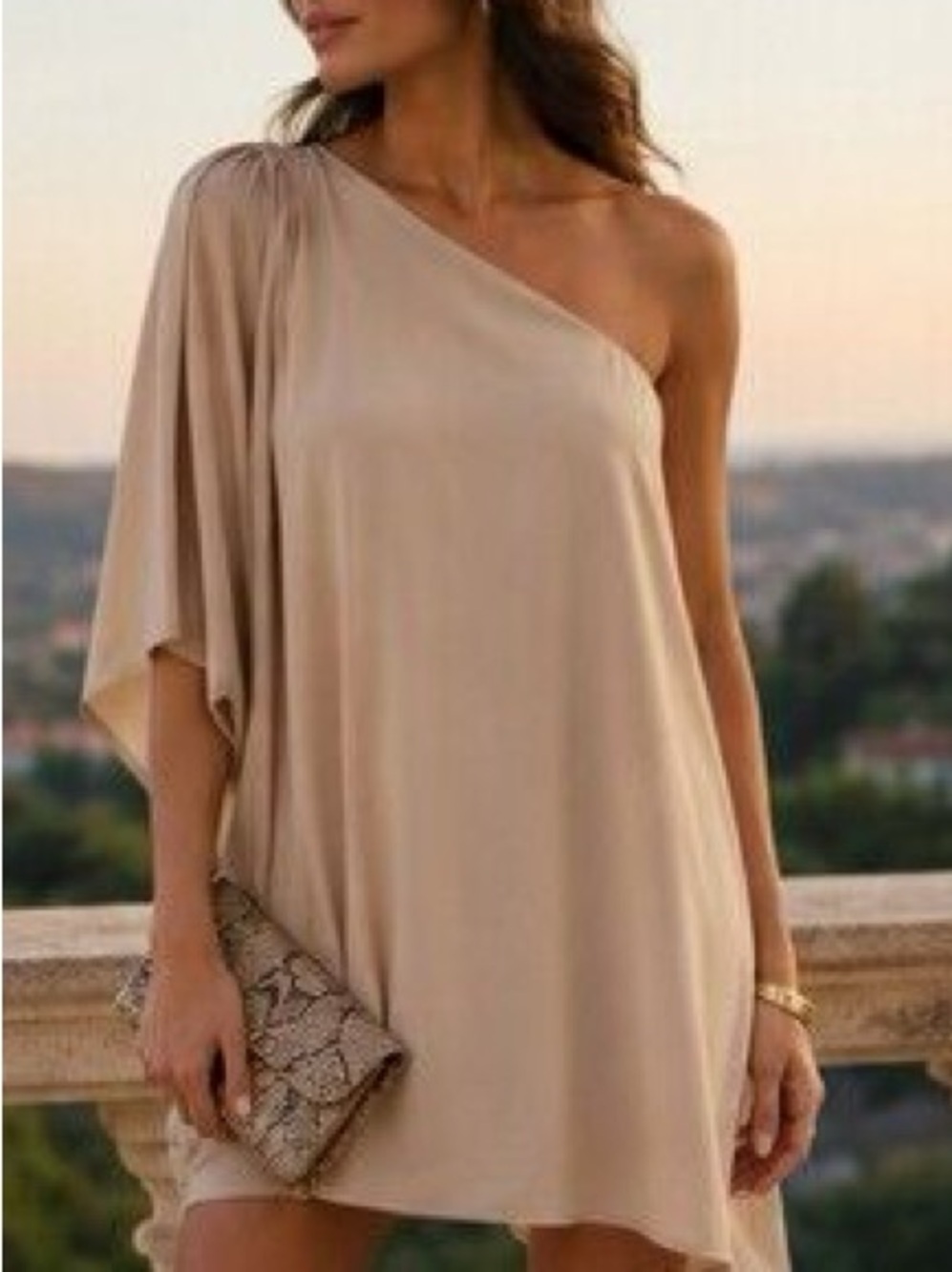 See be it One-Shoulder Nude/Ivory Women’s jersey Dress